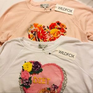 Wild fox sweater lot M heart diet cake flowers LS